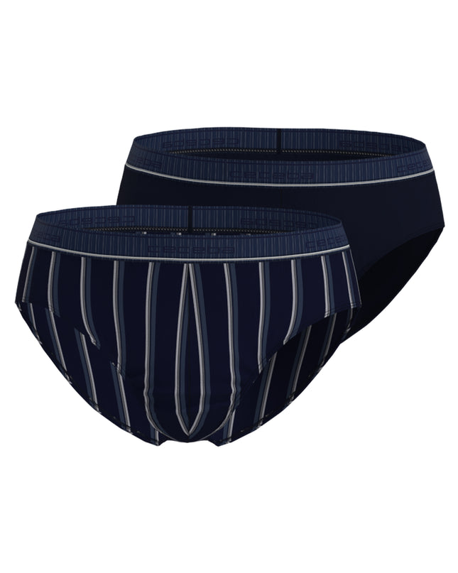 CECEBA Herren  blau längsgestreift 2er Pack