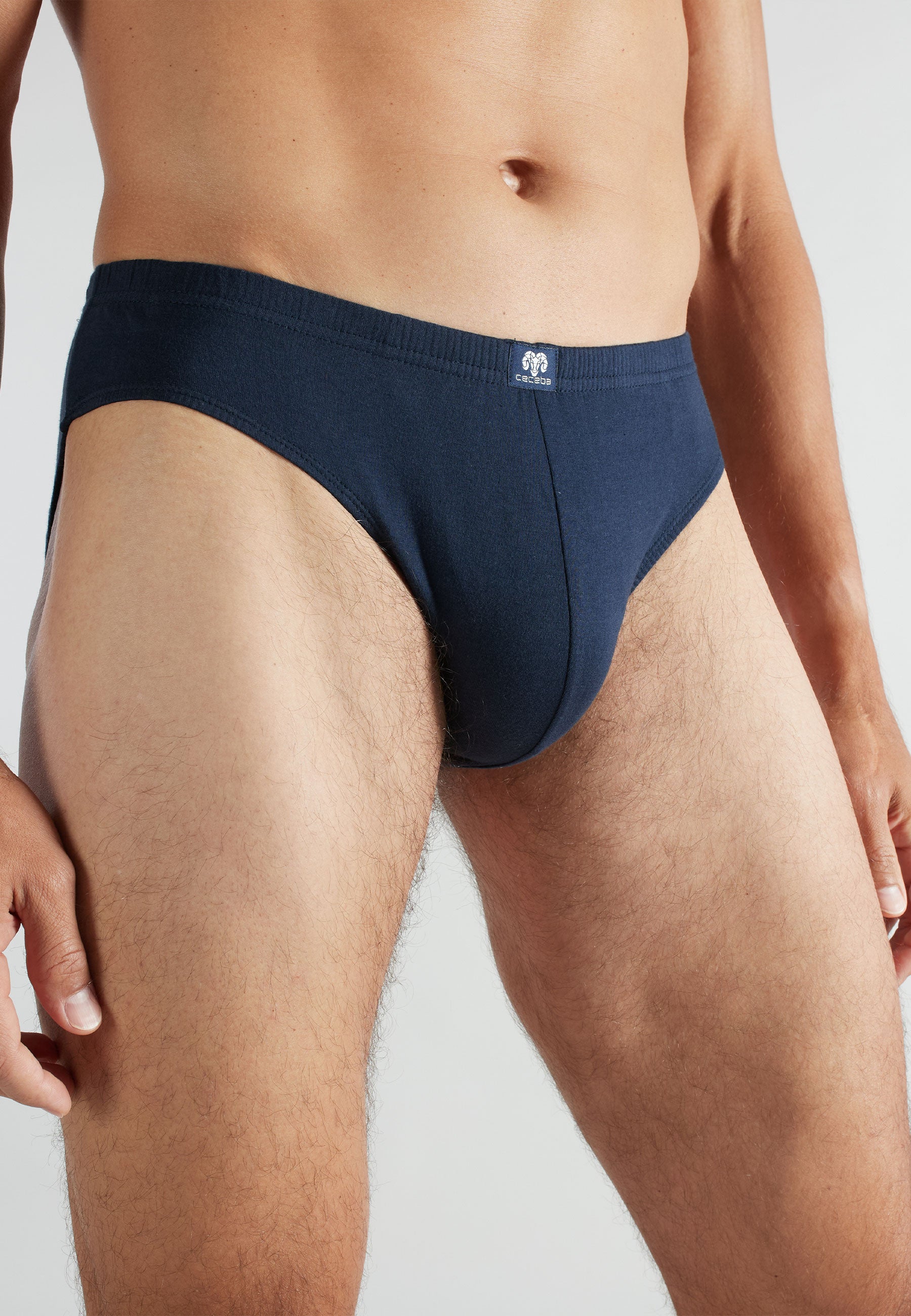 CECEBA men's sports briefs, blue, plain, pack of 7 