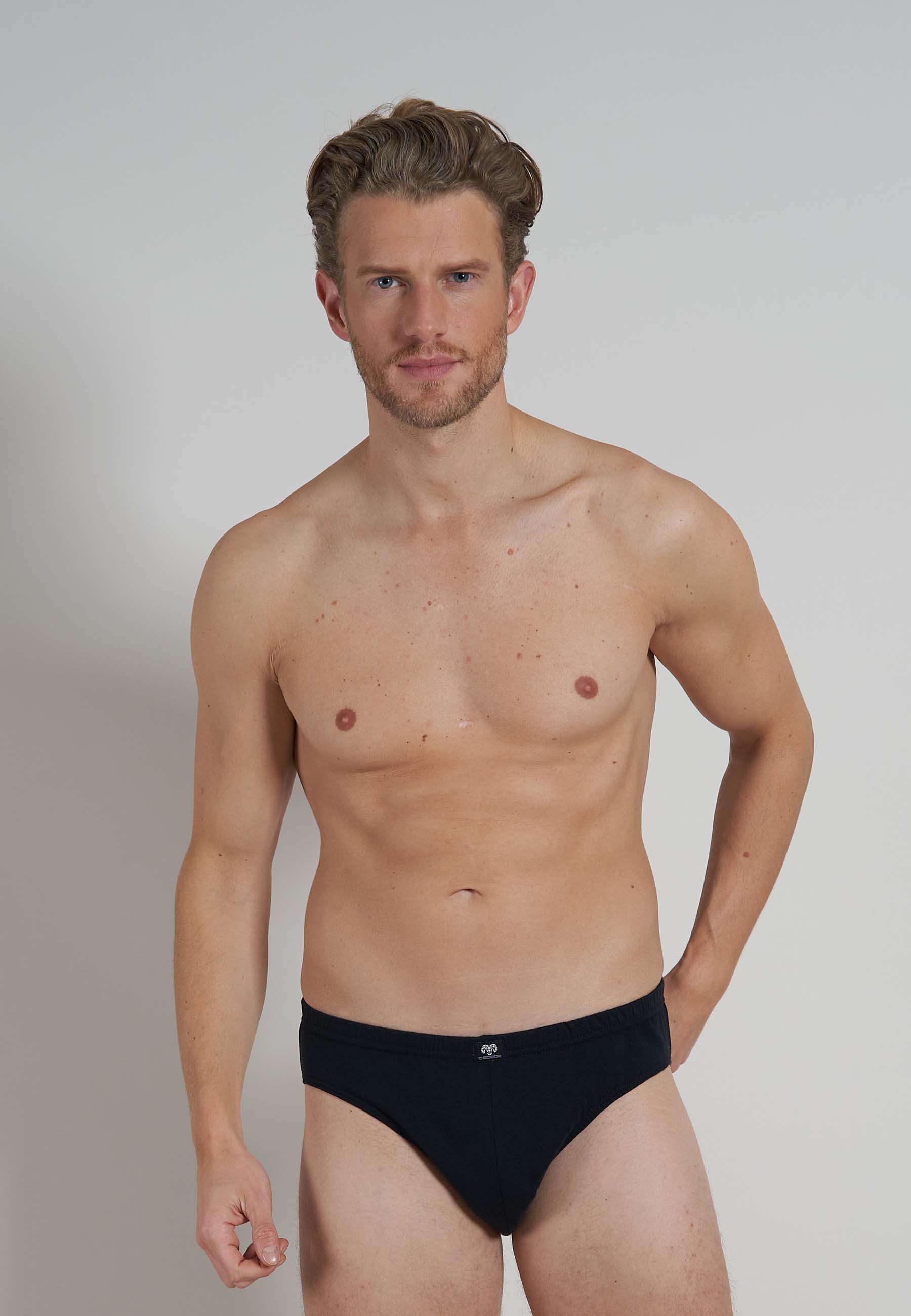 CECEBA Herren Sport-Slip schwarz uni 7er Pack