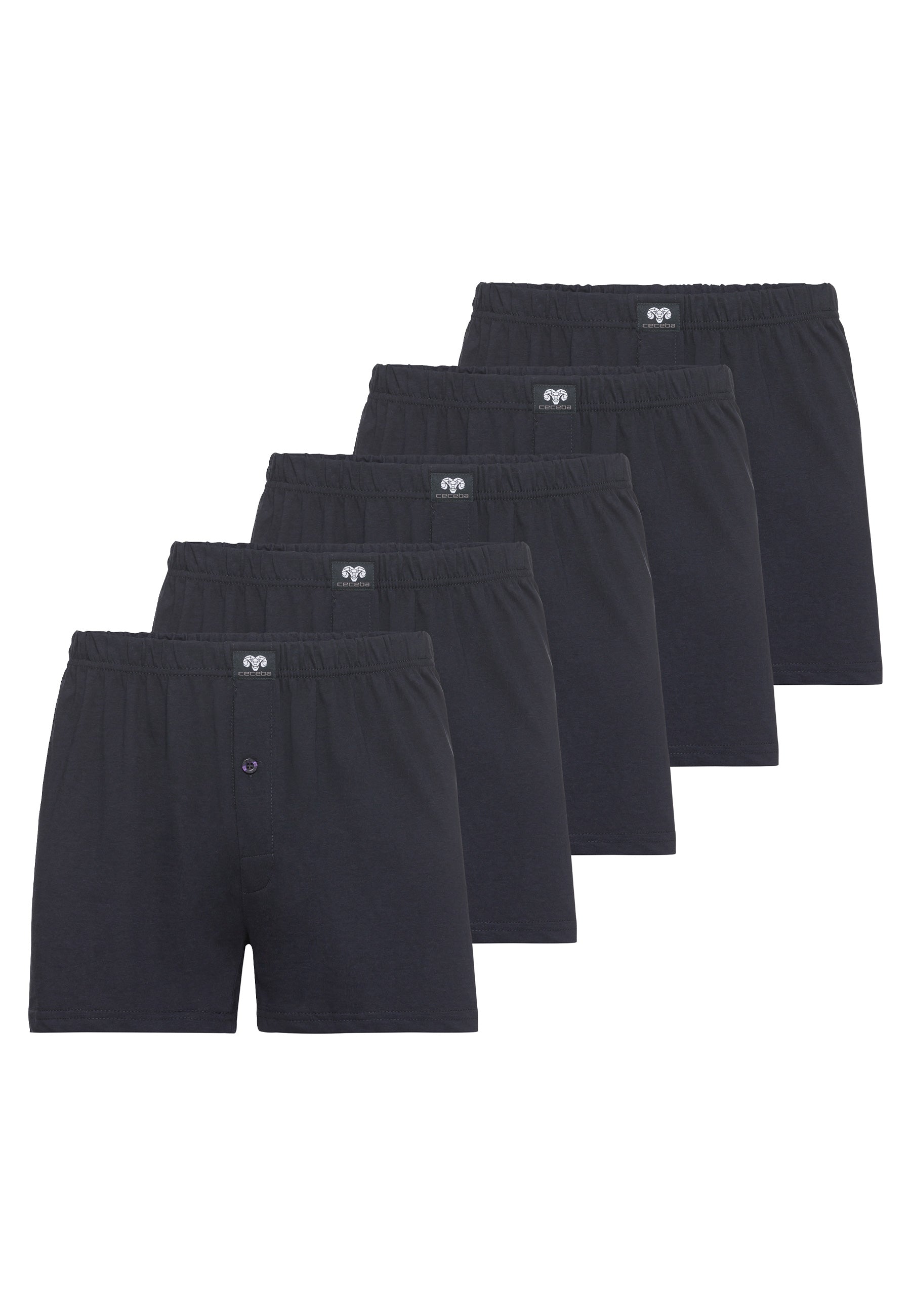 CECEBA men's boxer shorts, blue, plain, pack of 5 