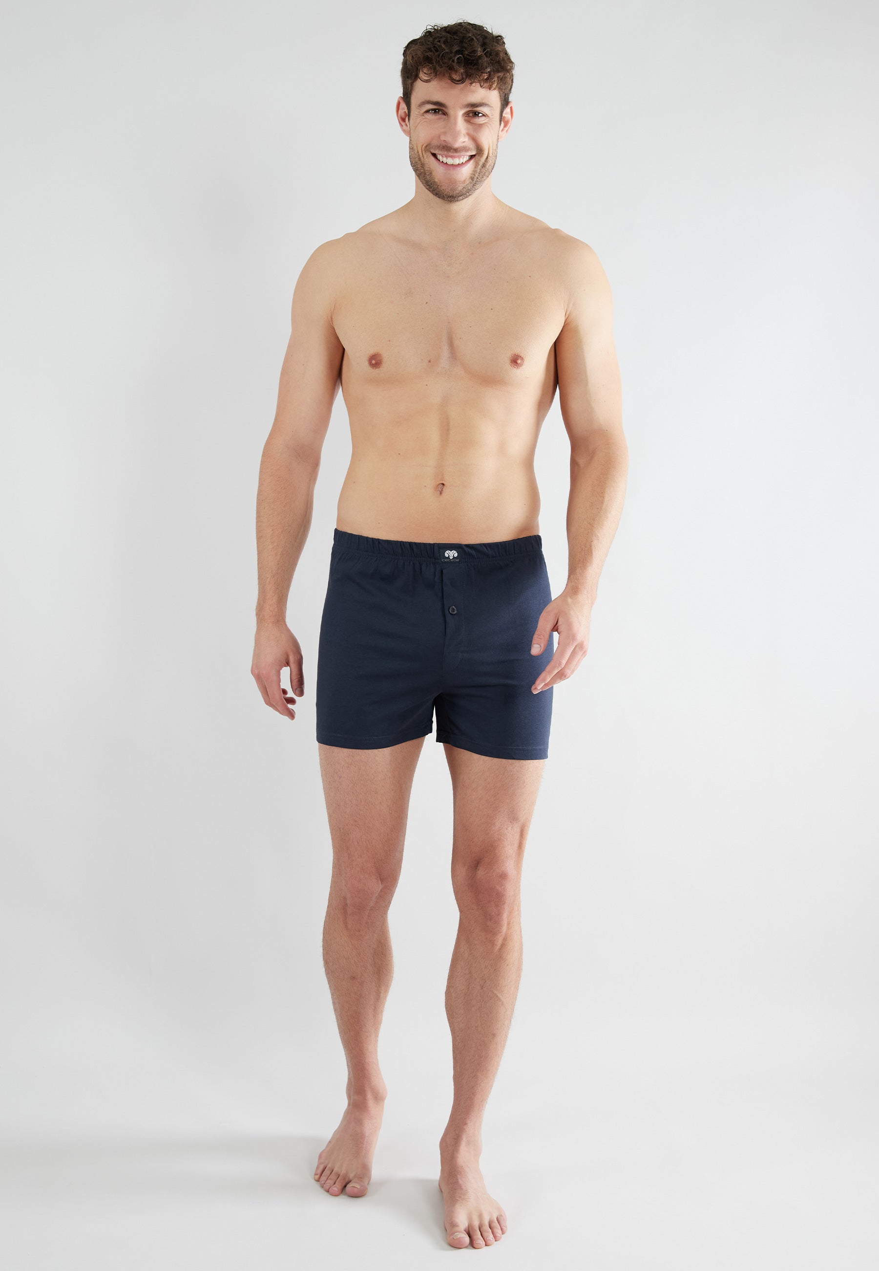 CECEBA men's boxer shorts, blue, plain, pack of 5 