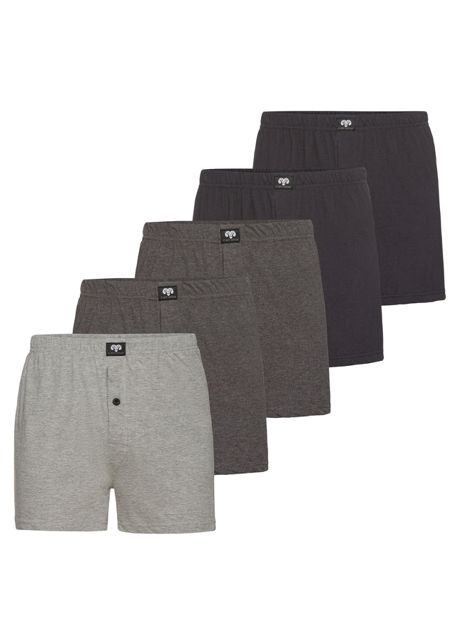 CECEBA Herren Boxershort grau uni 5er Pack