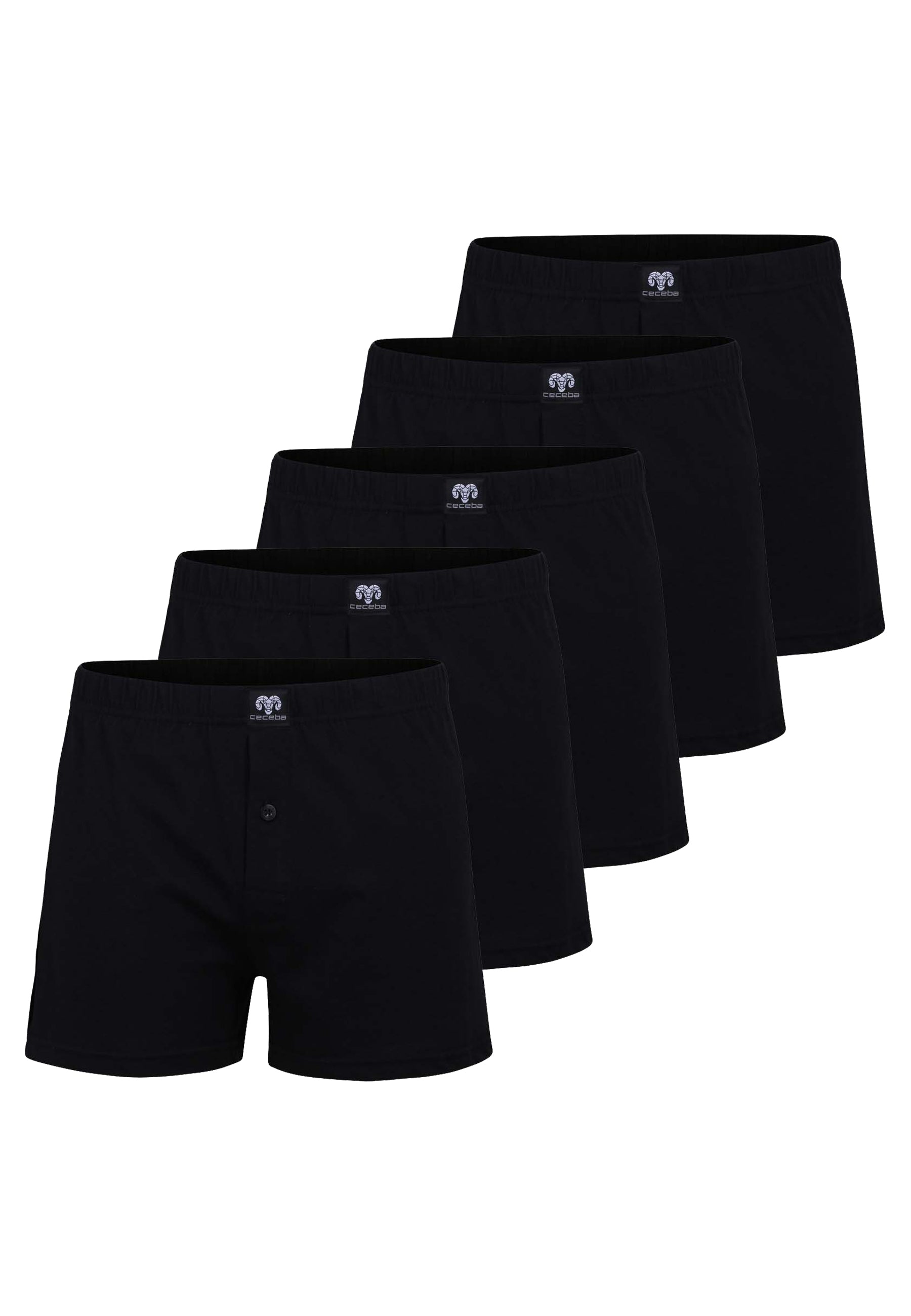 CECEBA men's boxer shorts black plain 5-pack 