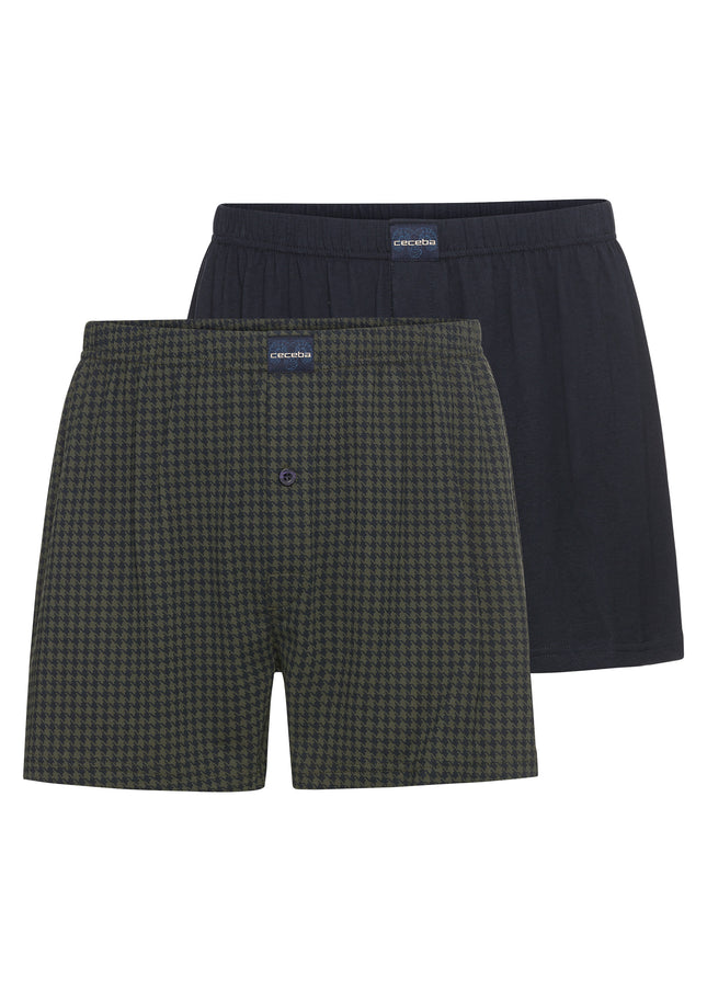 CECEBA Herren Boxershort grün uni 2er Pack