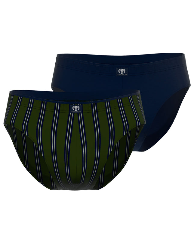 CECEBA men's briefs with green vertical stripes, pack of 2