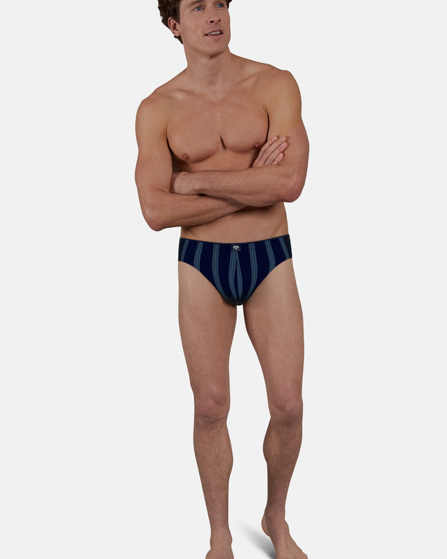 CECEBA men's briefs with blue vertical stripes, pack of 2