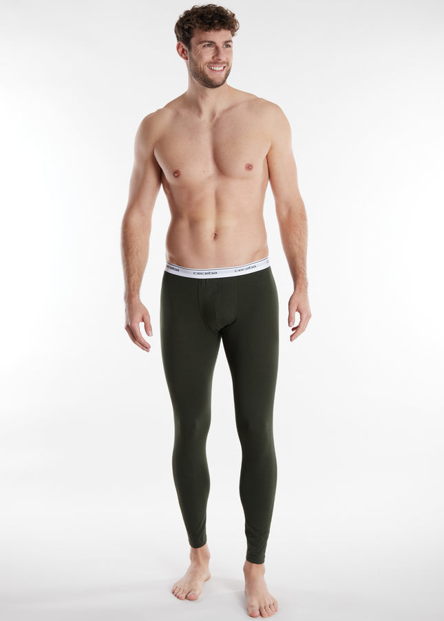 CECEBA Herren lange Unterhose grün uni
