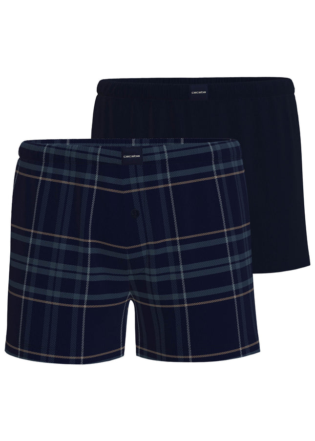 CECEBA Herren Boxershort blau kariert 2er Pack