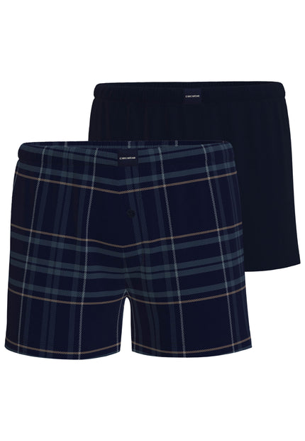 CECEBA Herren Boxershort blau kariert 2er Pack