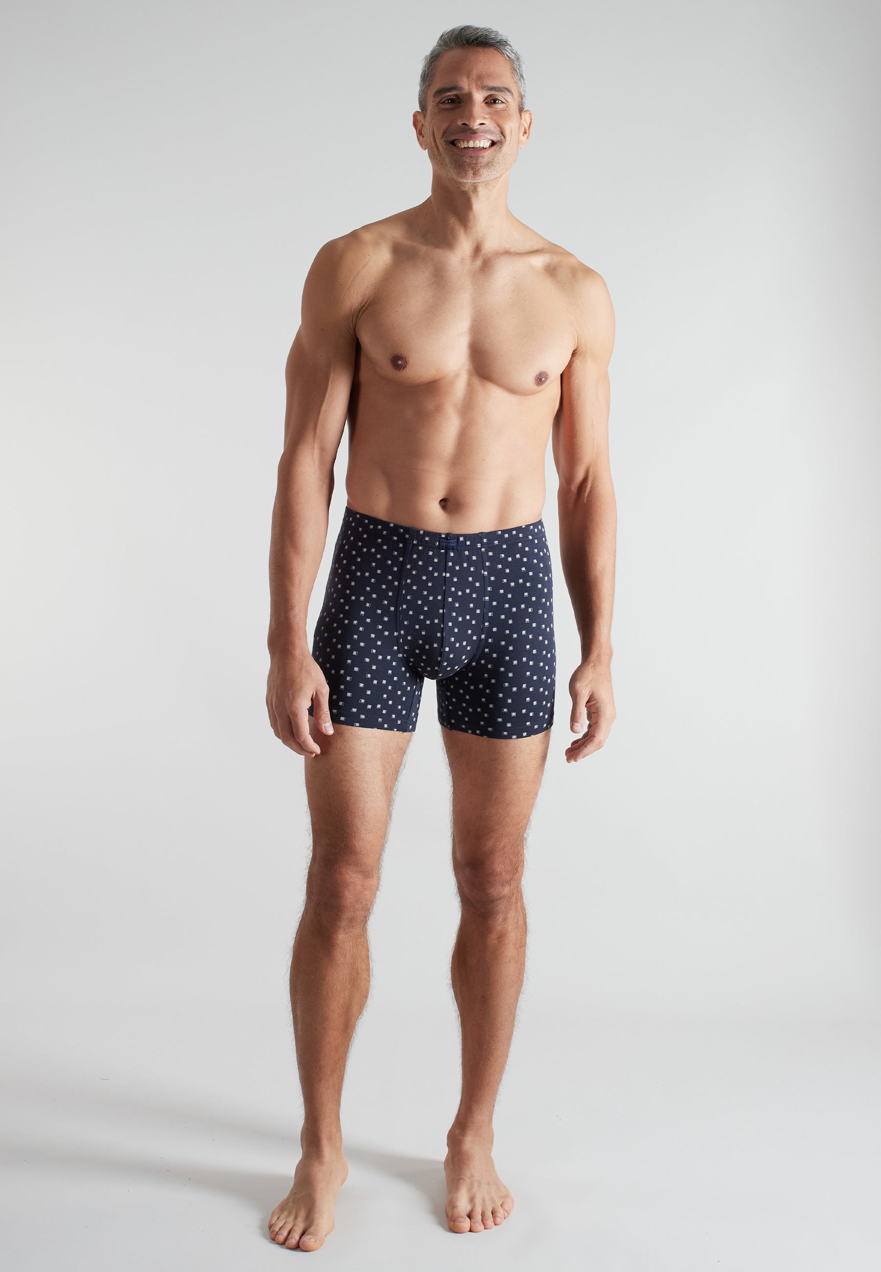 CECEBA Herren Long-Pants blau bedruckt 2er Pack