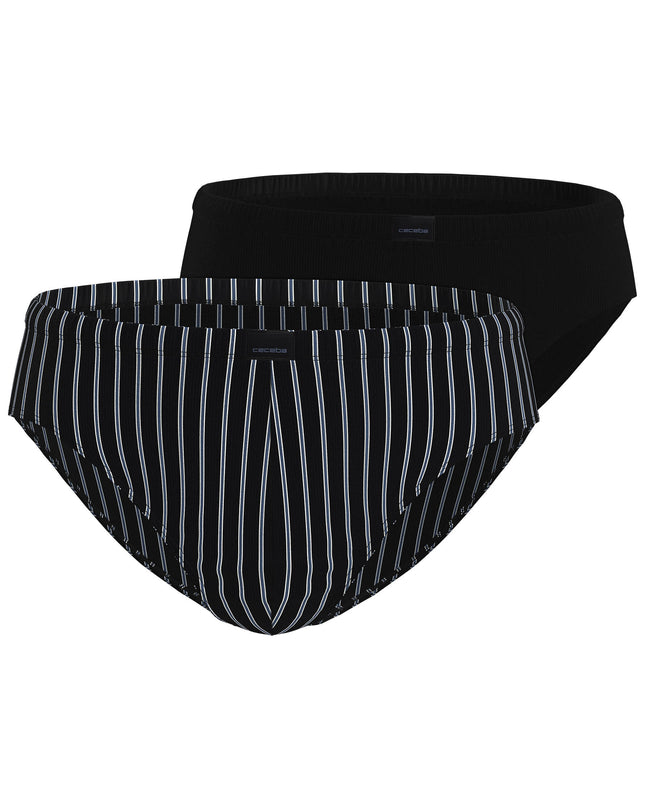 CECEBA Herren Slip schwarz längsgestreift 2er Pack