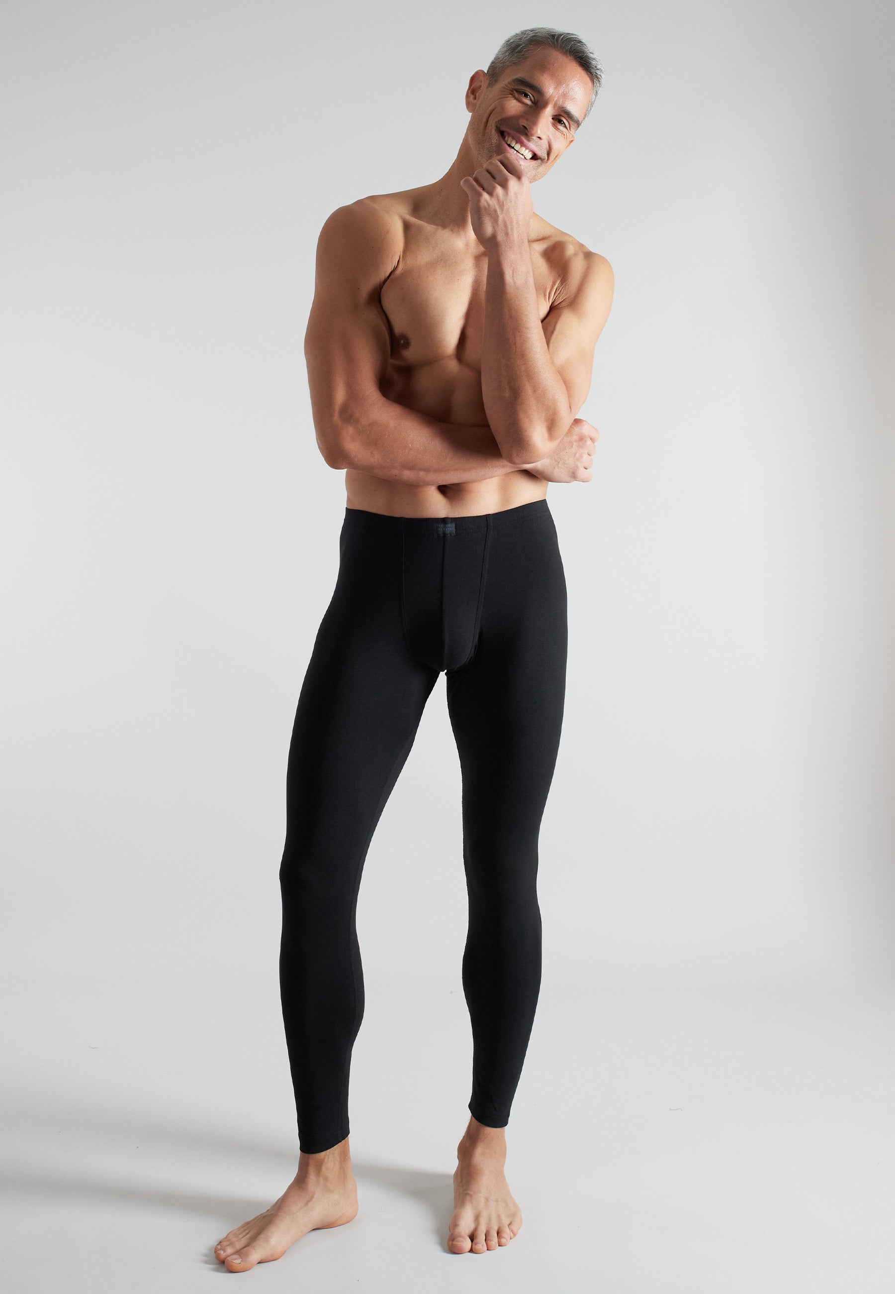 CECEBA Herren lange Unterhose schwarz uni