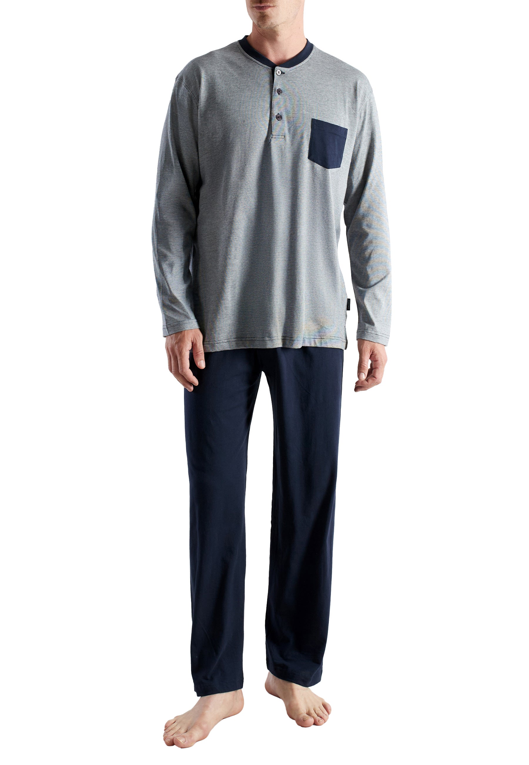 CECEBA Herren Pyjama blau quergestreift
