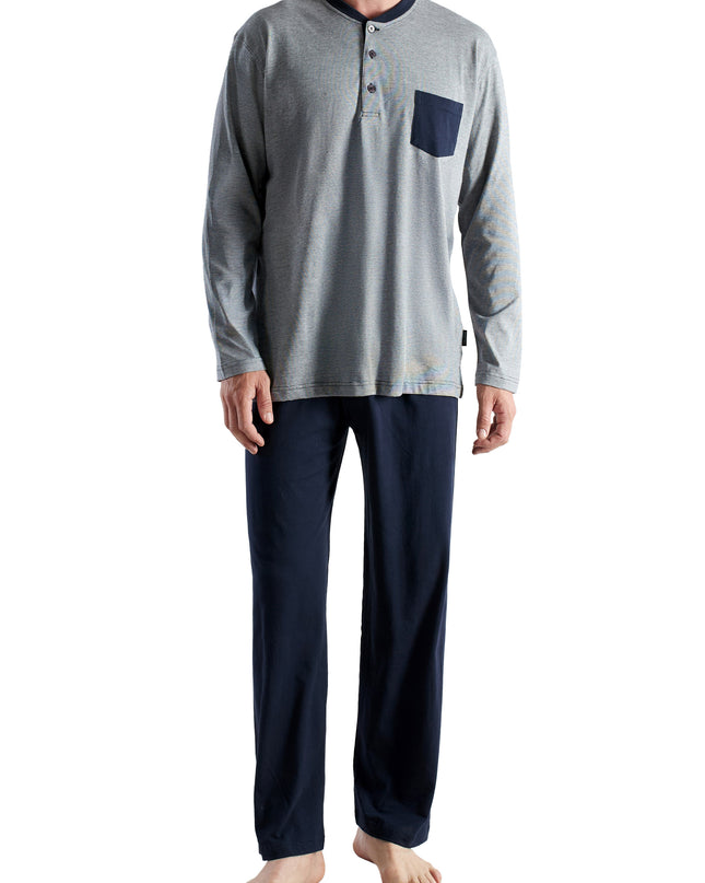 CECEBA Herren Pyjama blau quergestreift