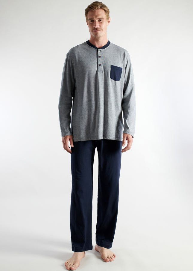 CECEBA Herren Pyjama blau quergestreift