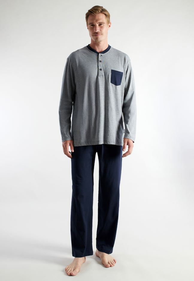 CECEBA Herren Pyjama blau quergestreift