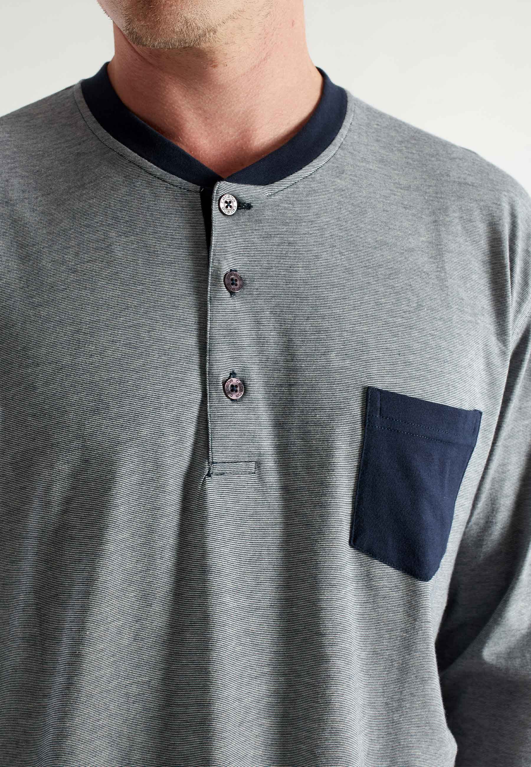 CECEBA Herren Pyjama blau quergestreift