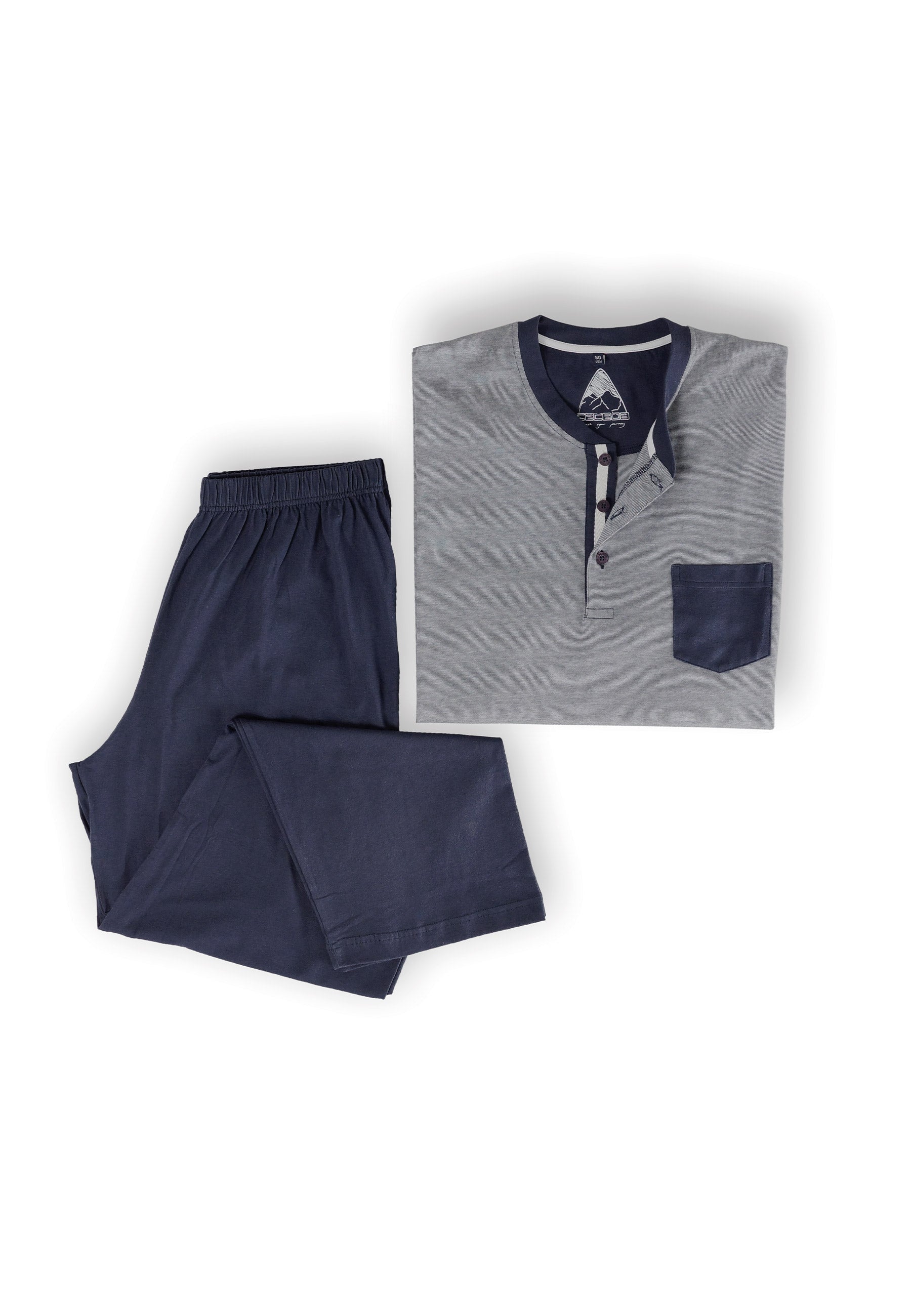 CECEBA Herren Pyjama blau quergestreift