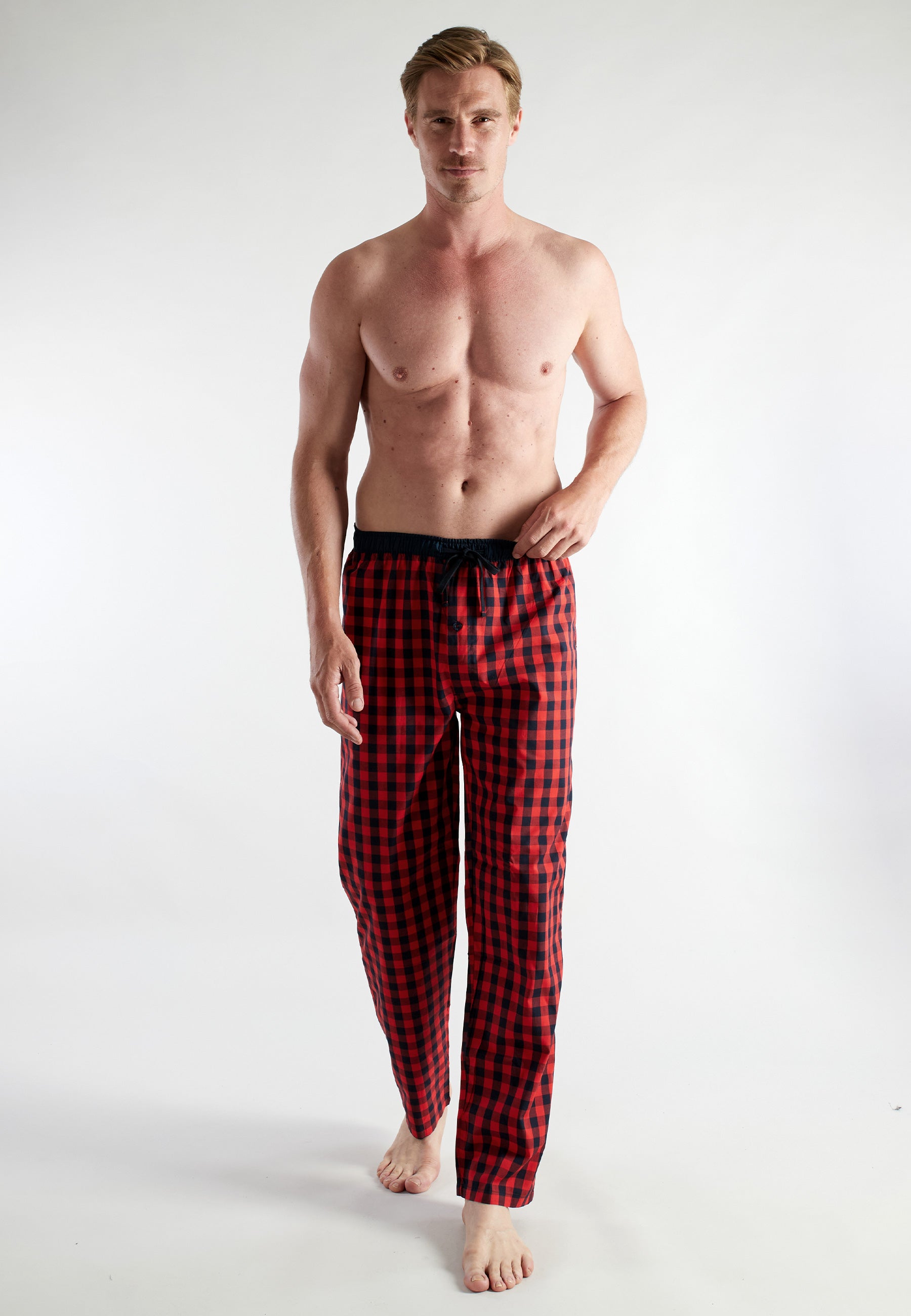 CECEBA Herren Lange-Hose rot kariert