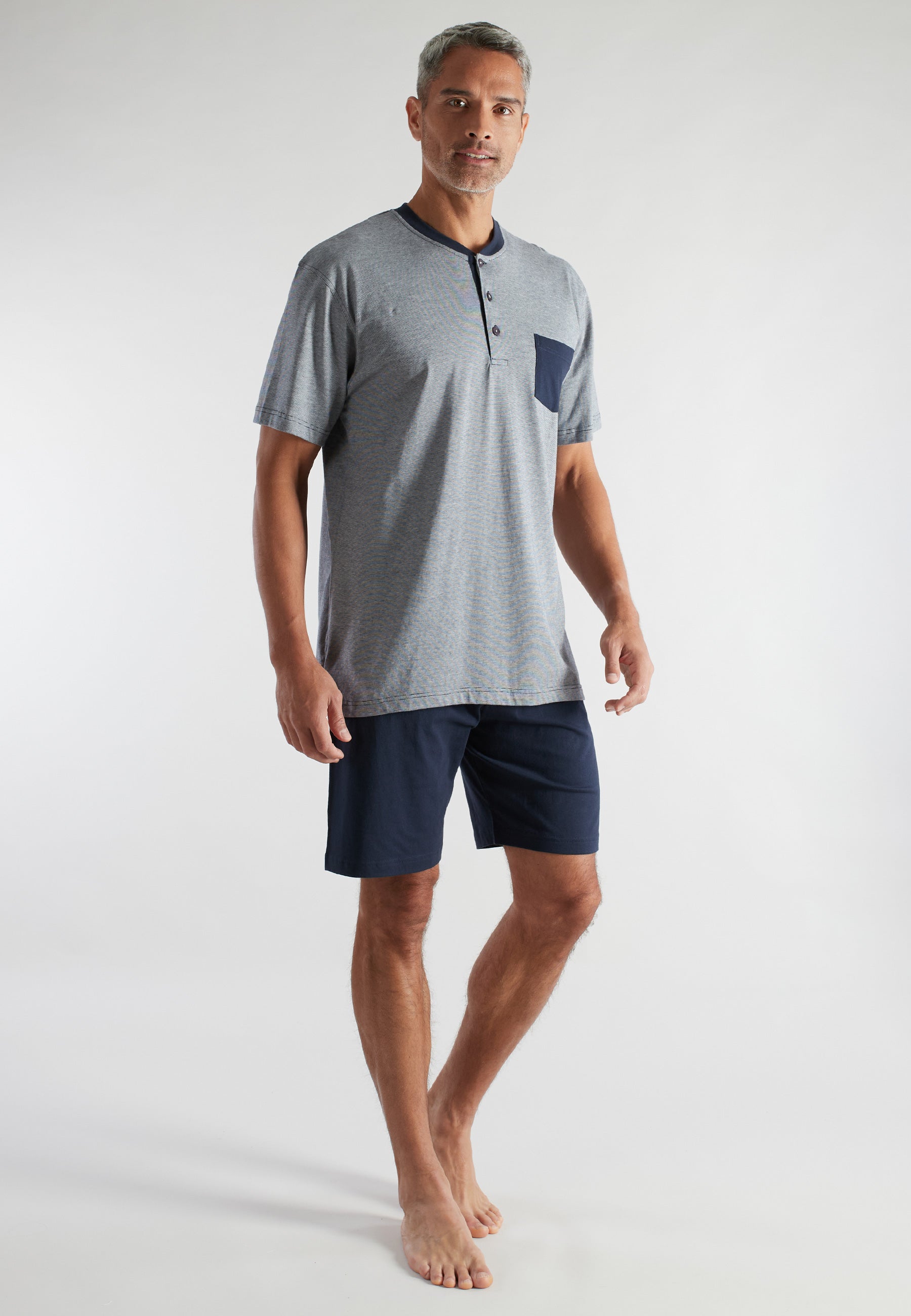 CECEBA Herren Shorty blau quergestreift