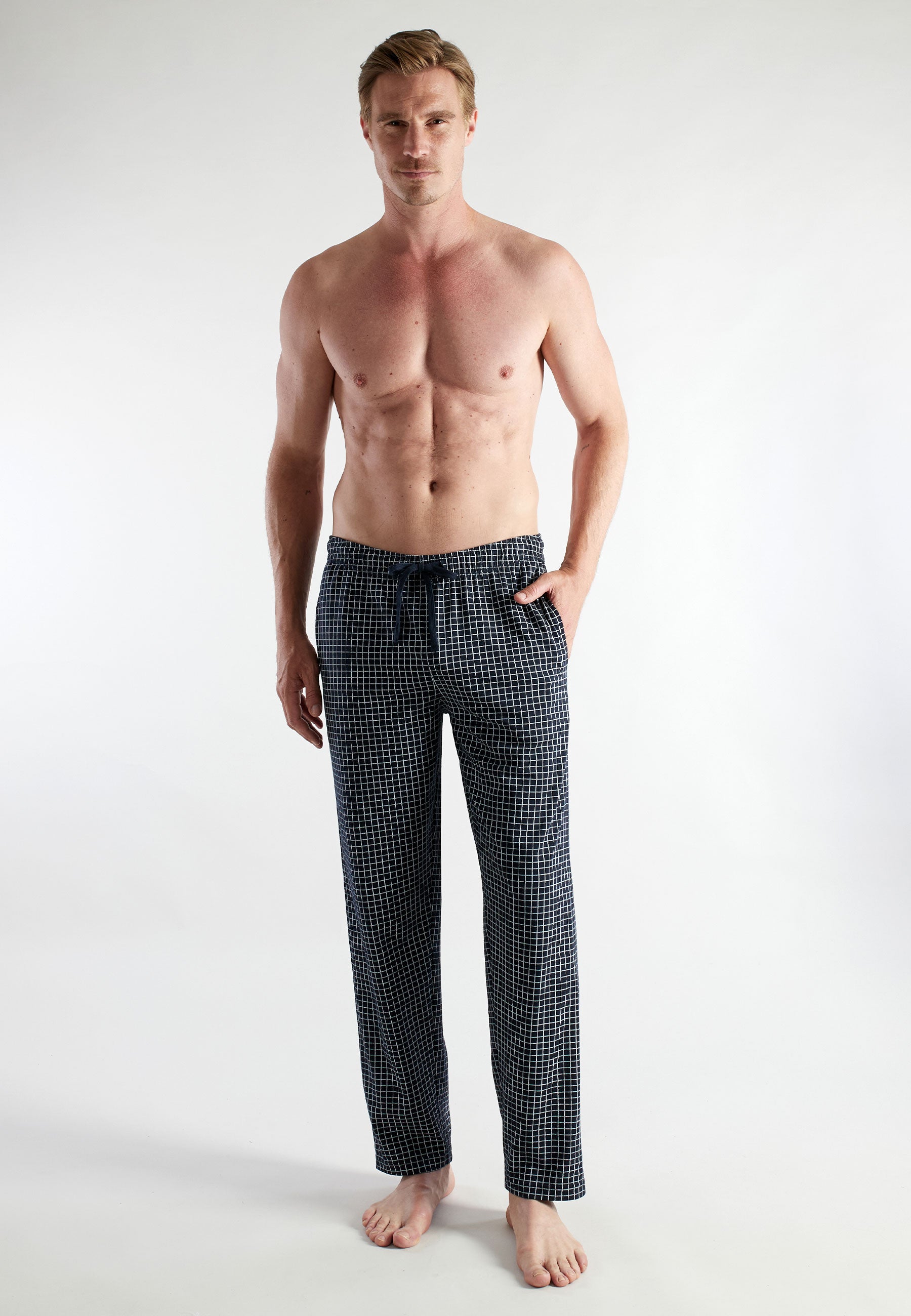 CECEBA Herren Lange-Hose blau bedruckt