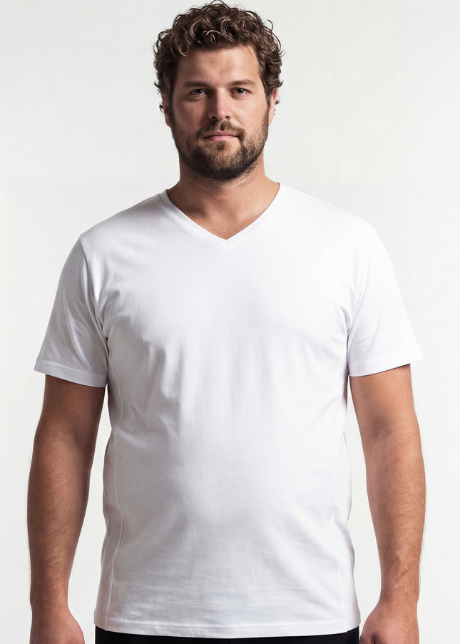 CECEBA Herren T-Shirt weiß uni 2er Pack