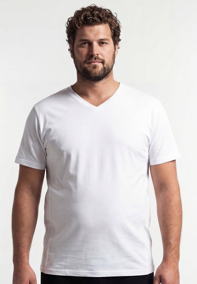 CECEBA Herren T-Shirt weiß uni 2er Pack