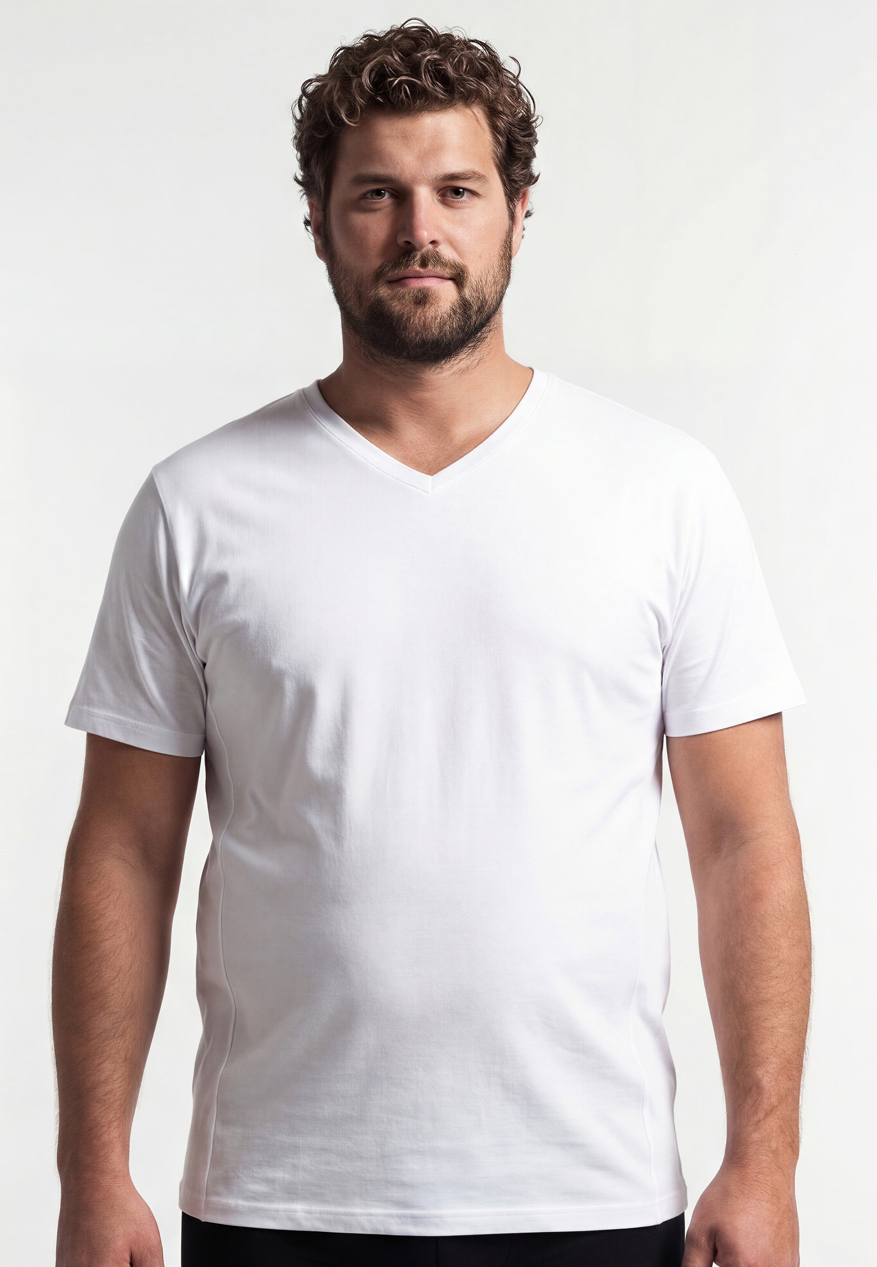 CECEBA Herren T-Shirt weiß uni 2er Pack