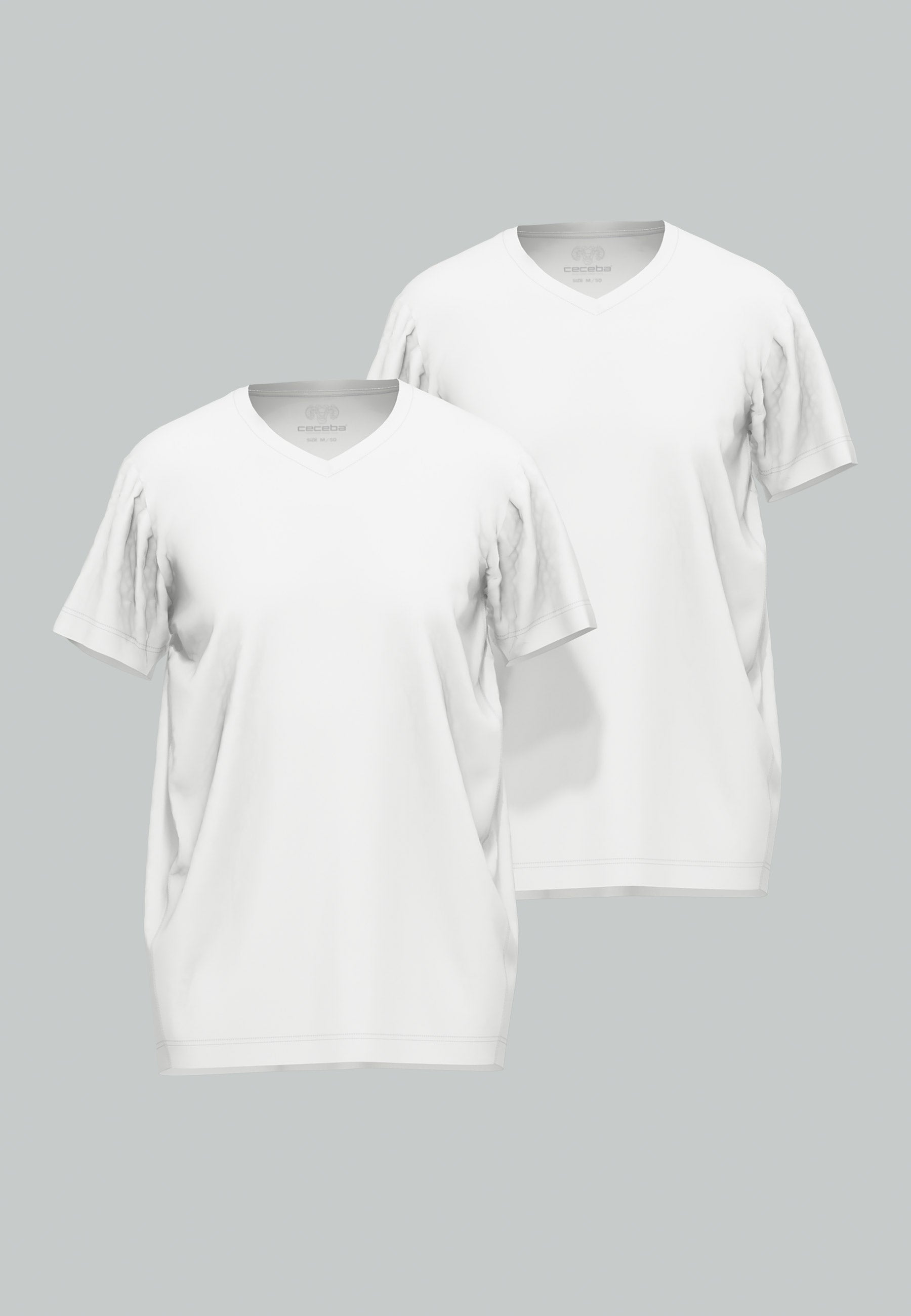 CECEBA Herren T-Shirt weiß uni 2er Pack