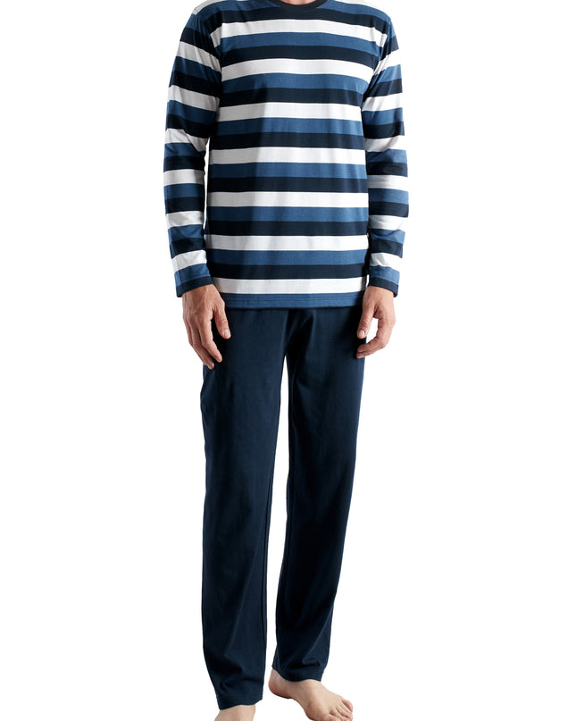 CECEBA Herren Pyjama blau quergestreift