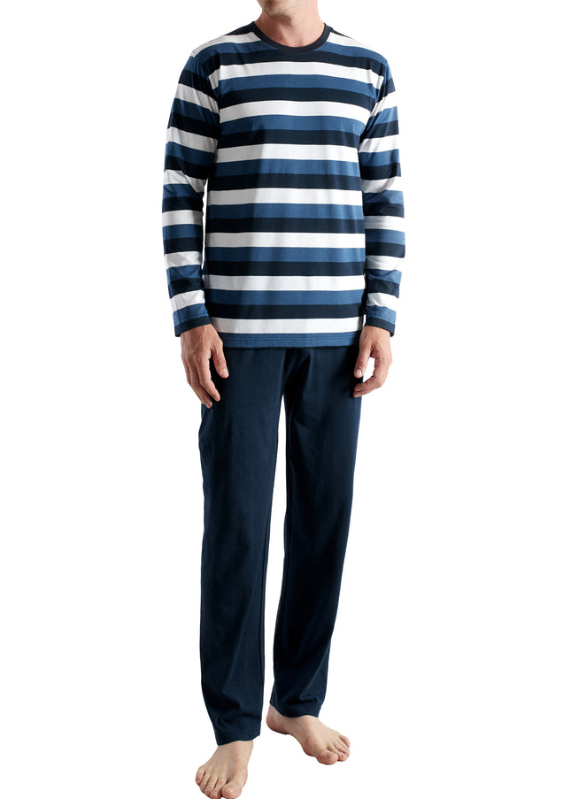 CECEBA Herren Pyjama blau quergestreift