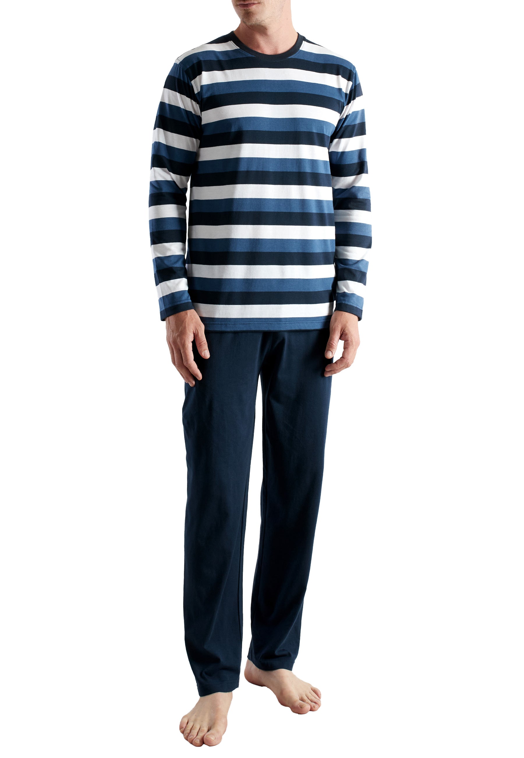 CECEBA Herren Pyjama blau quergestreift