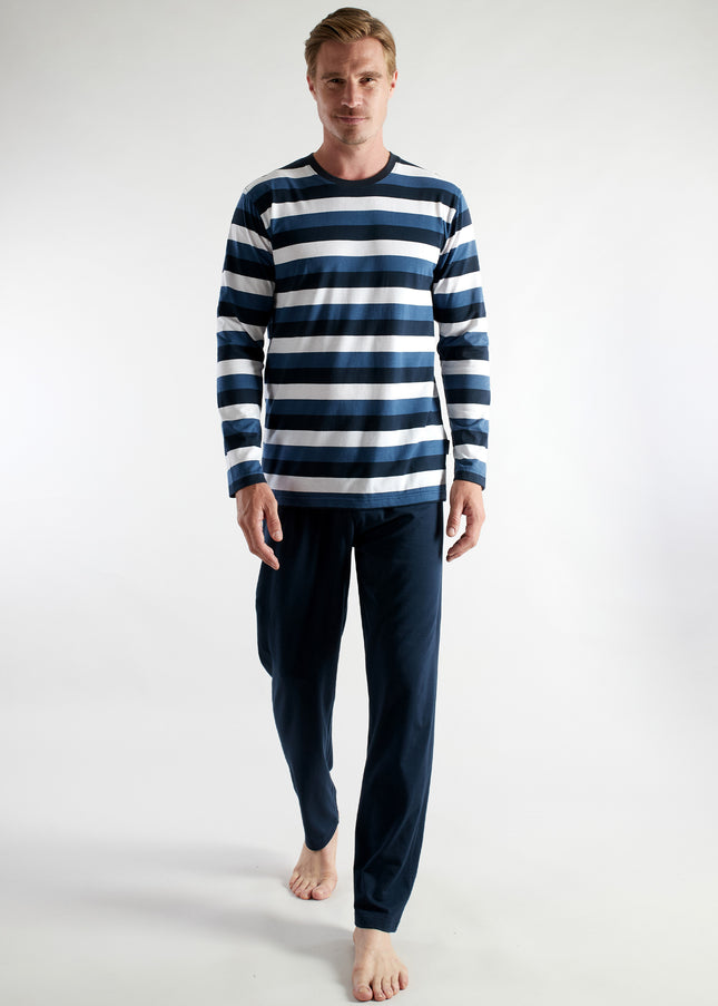 CECEBA Herren Pyjama blau quergestreift