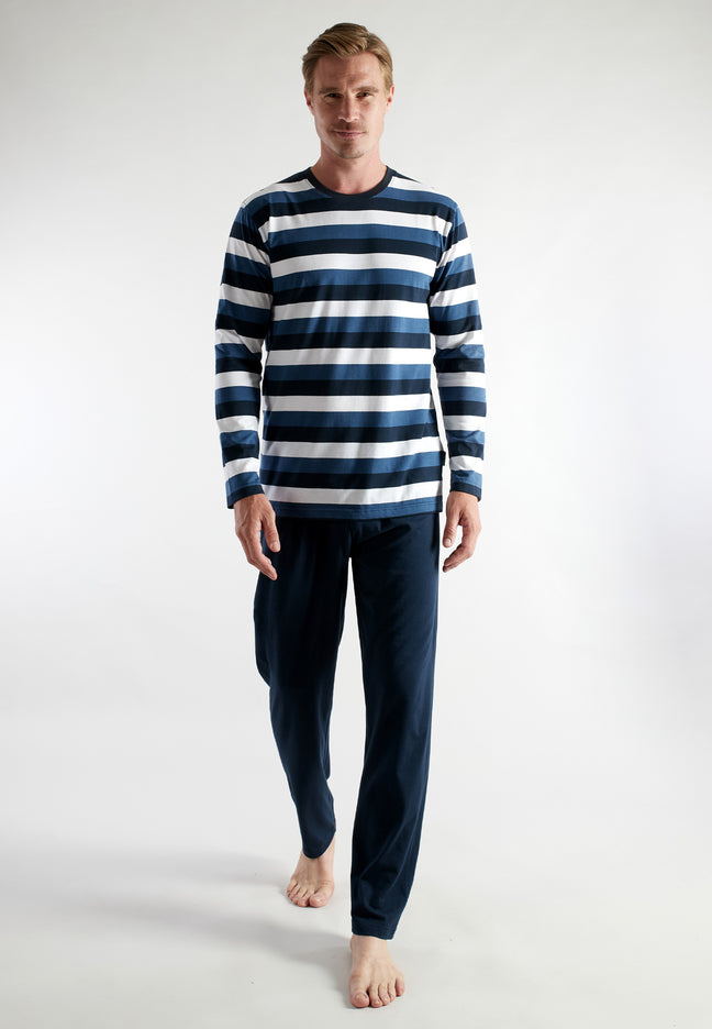 CECEBA Herren Pyjama blau quergestreift