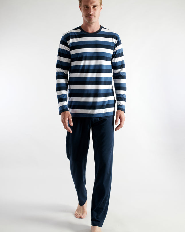 CECEBA Herren Pyjama blau quergestreift