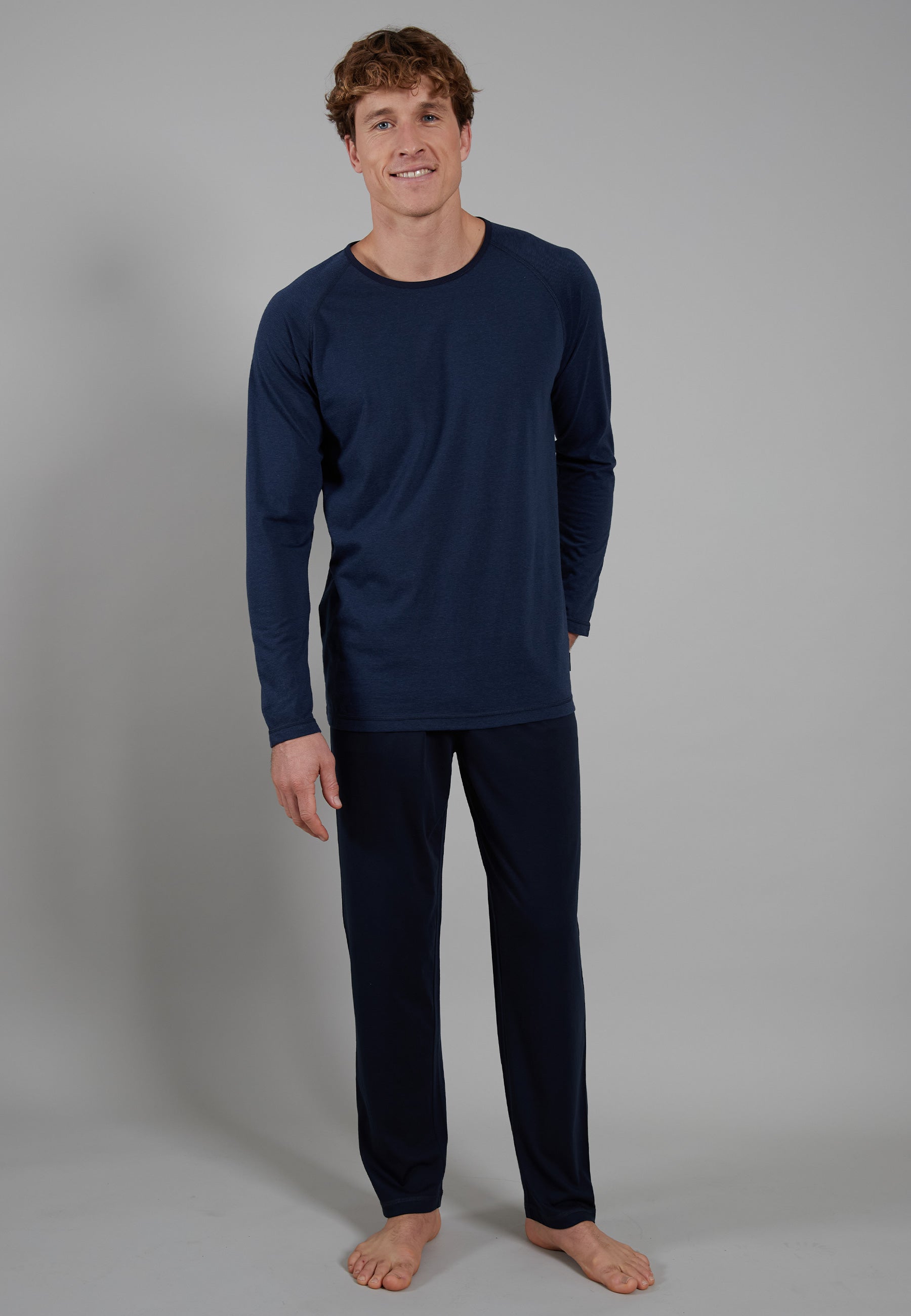 CECEBA Herren Pyjama blau quergestreift