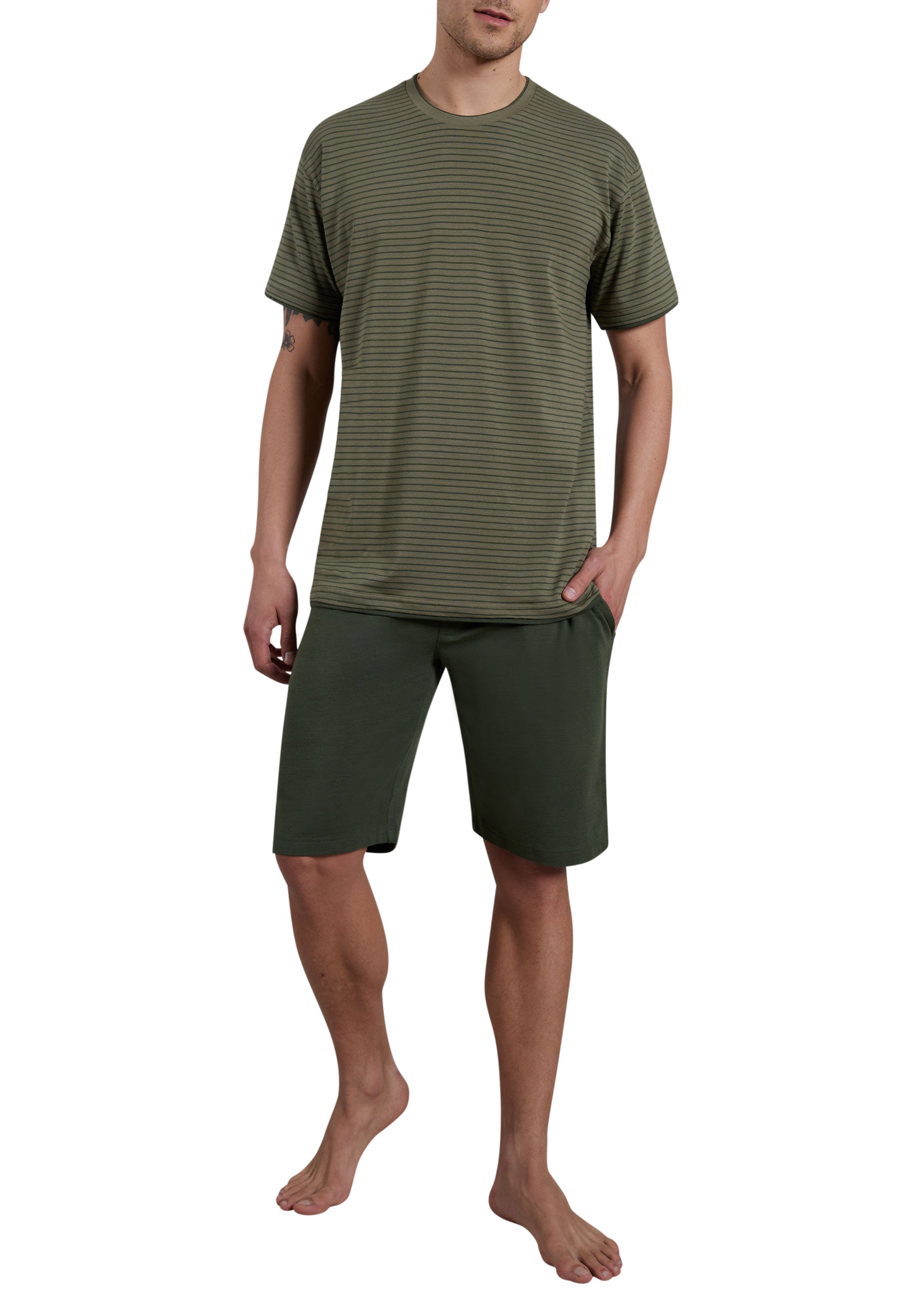 CECEBA Herren Shorty grün quergestreift