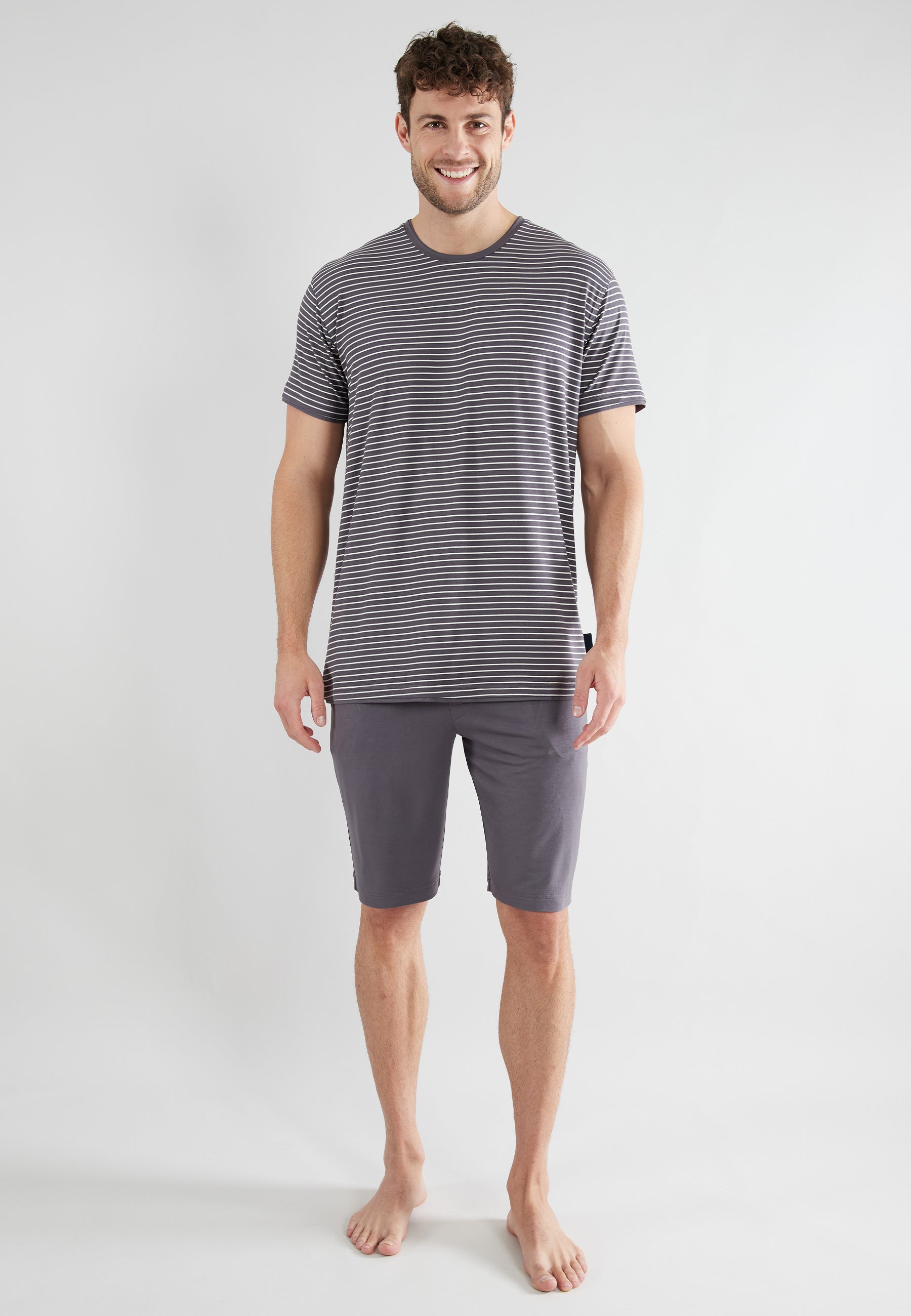 CECEBA Herren Shorty grau quergestreift