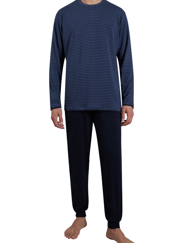 CECEBA Herren Pyjama blau längsgestreift