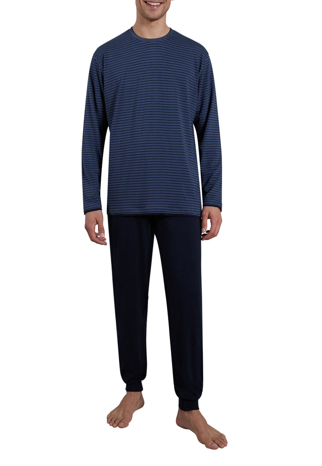 CECEBA Herren Pyjama blau längsgestreift