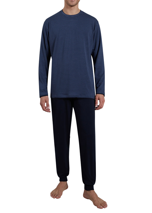 CECEBA Herren Pyjama blau längsgestreift