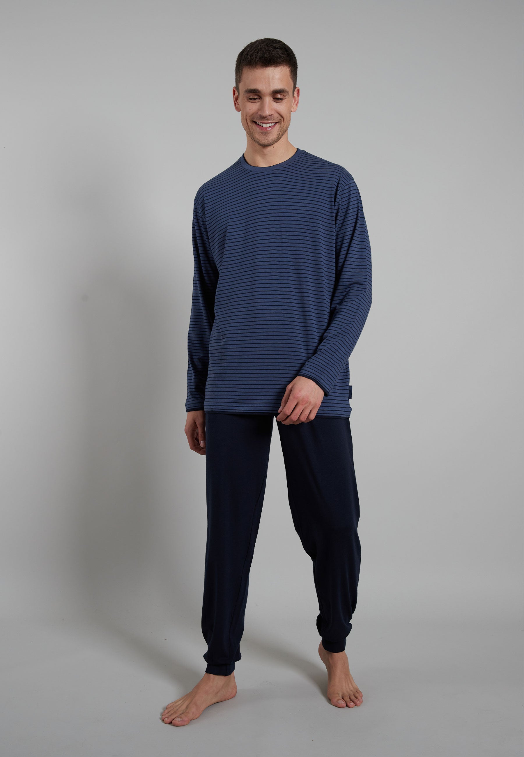 CECEBA Herren Pyjama blau längsgestreift