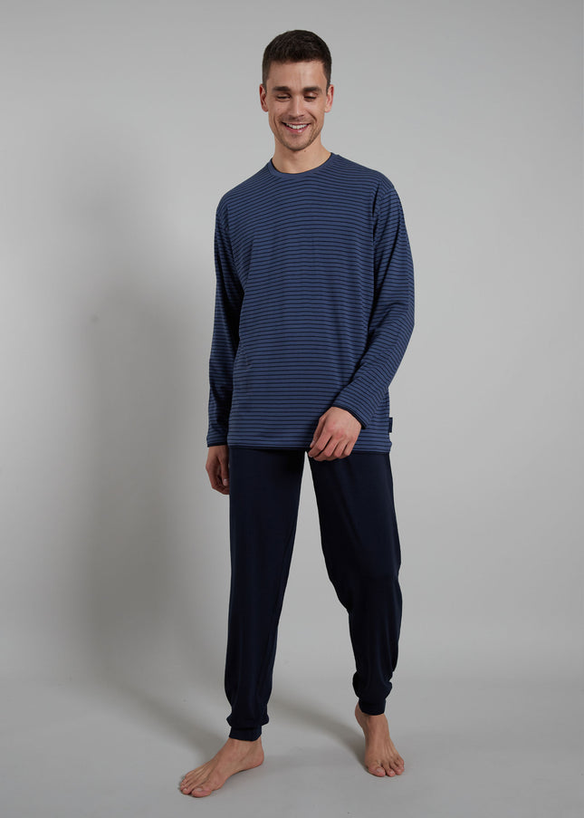 CECEBA men's pajamas with blue vertical stripes