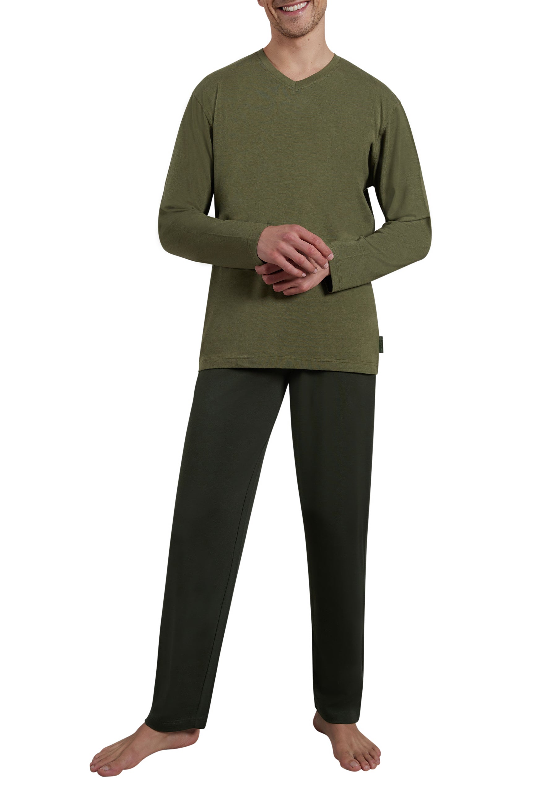 CECEBA Herren Pyjama grün uni