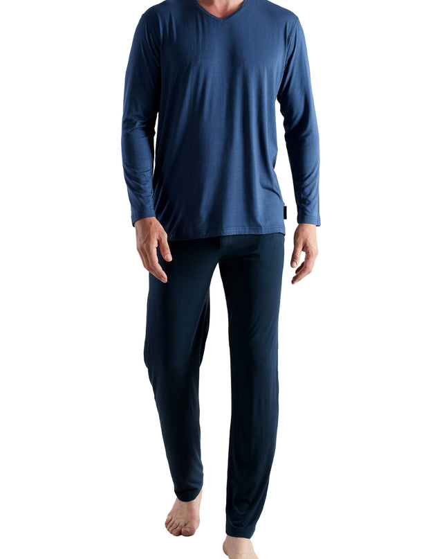 CECEBA Herren Pyjama blau uni