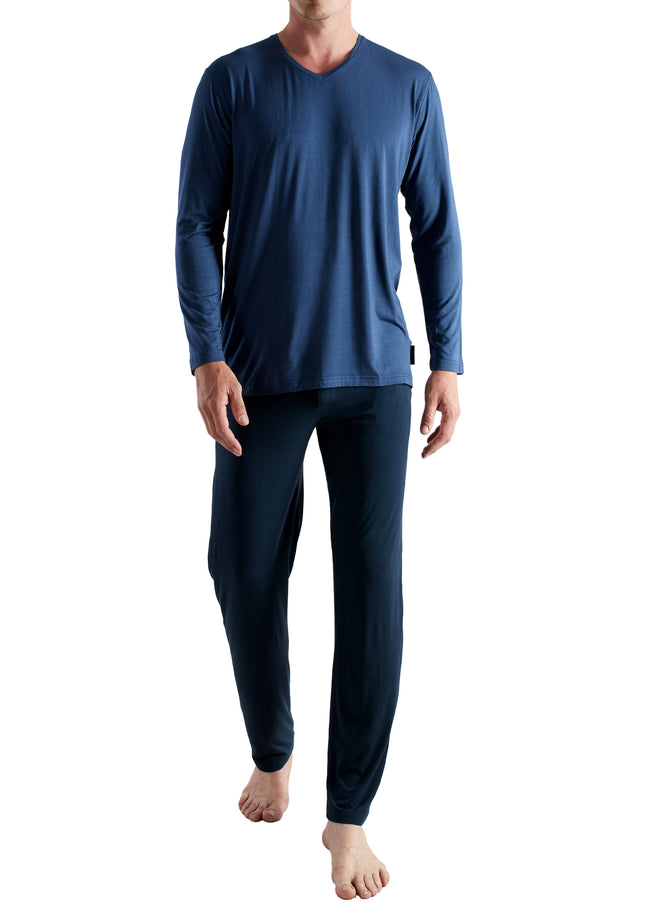 CECEBA Herren Pyjama blau uni