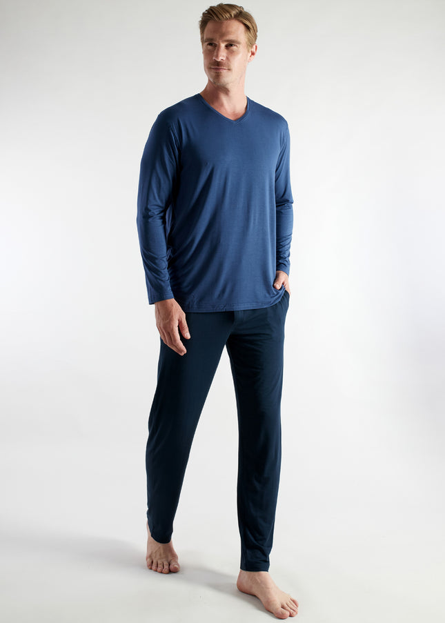 CECEBA Herren Pyjama blau uni