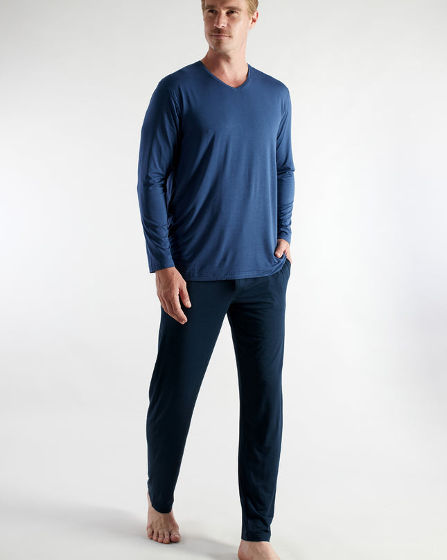 CECEBA Herren Pyjama blau uni