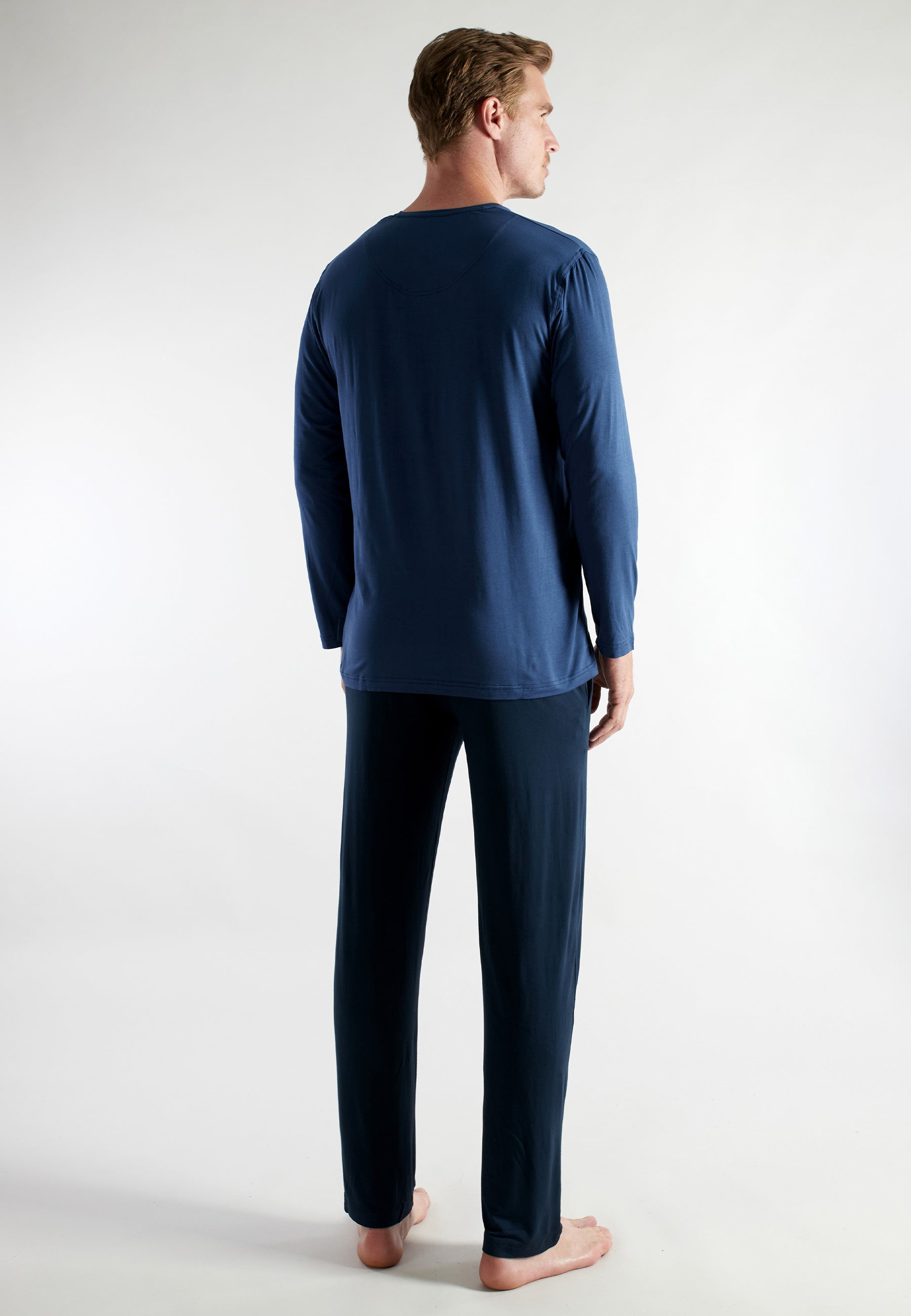 CECEBA Herren Pyjama blau uni