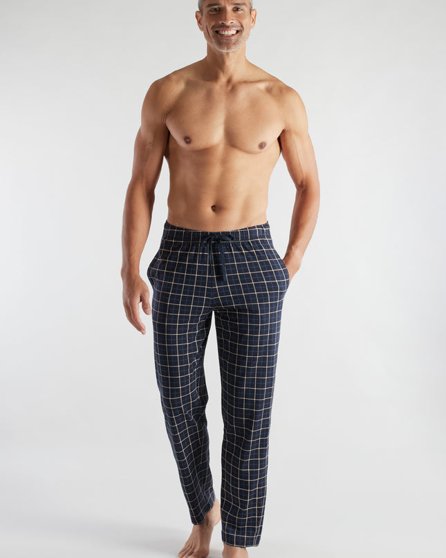 CECEBA Herren Lange-Hose blau kariert